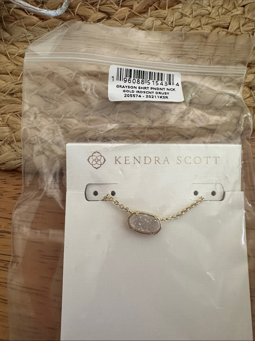 Kendra Scott Gold Drusy Pendant Necklace in White Crystal